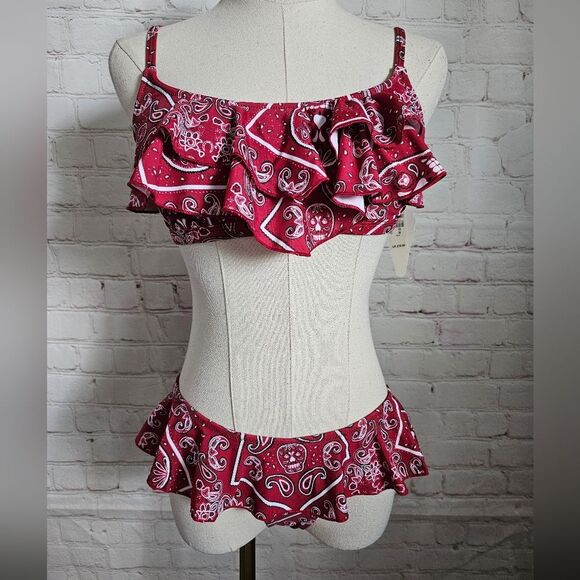 River Island Other - River Island Ruffled Red Bandana Print Bikini | 6 Top | 4 Bottom | NWT